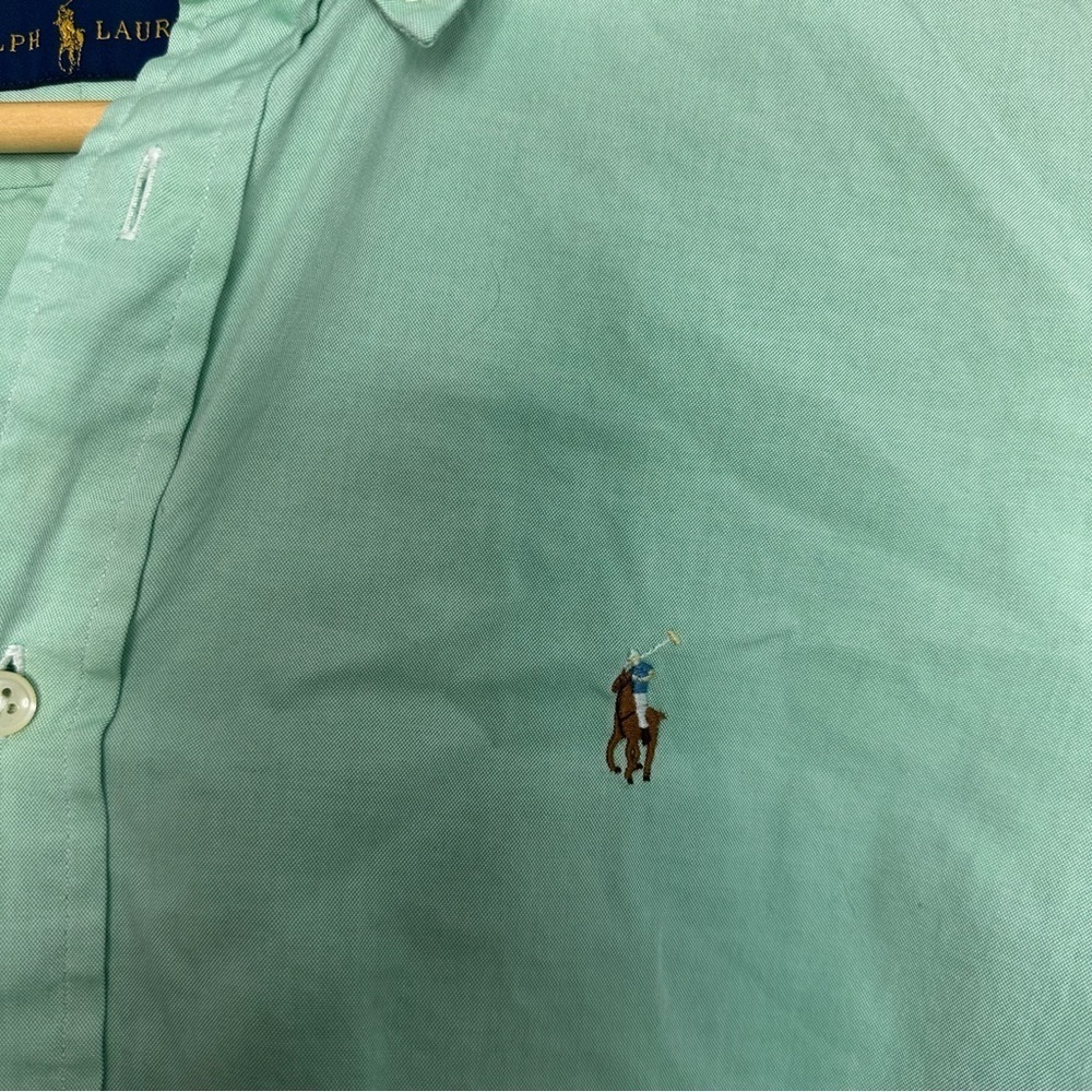 Ralph Lauren Green Casual Button Down Shirt 16 Large XL 100 cotton office work - Picture 5 of 11